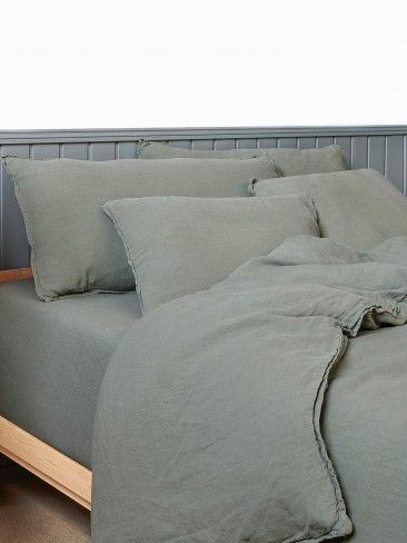 Conjunto de Roupa de Cama em Linho Verde