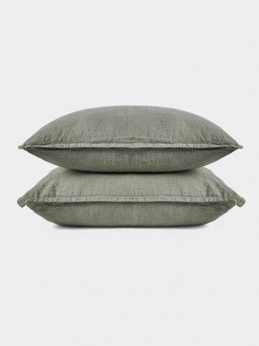 Linen Cushion Cover Set in Green Color