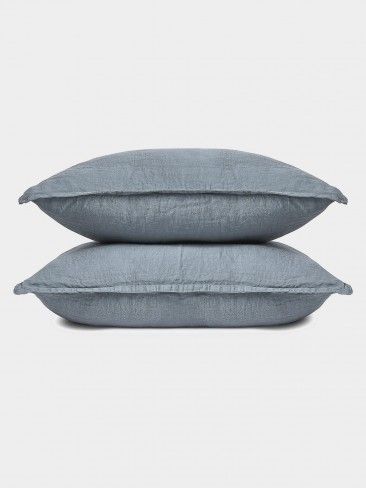 Linen Cushion Cover Set in Blue Color