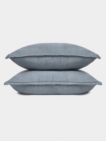 Conjunto de Funda de Almohada de Lino Azul